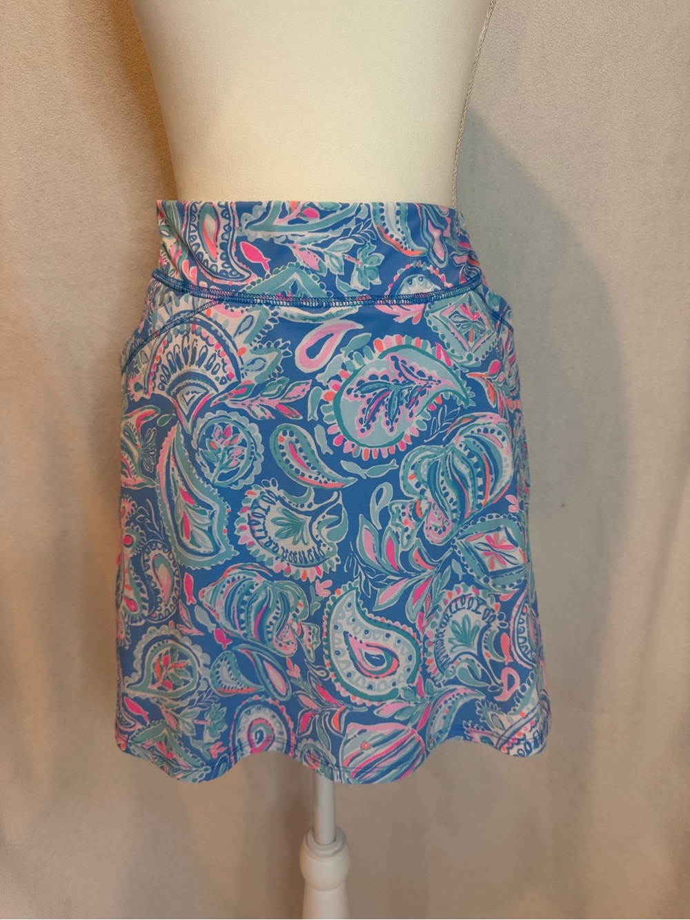 Lilly Pulitzer Aqua Blue/Pink Athletic Skort